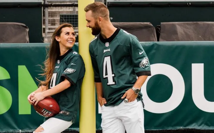 Eagles player Jake Elliott with his wife