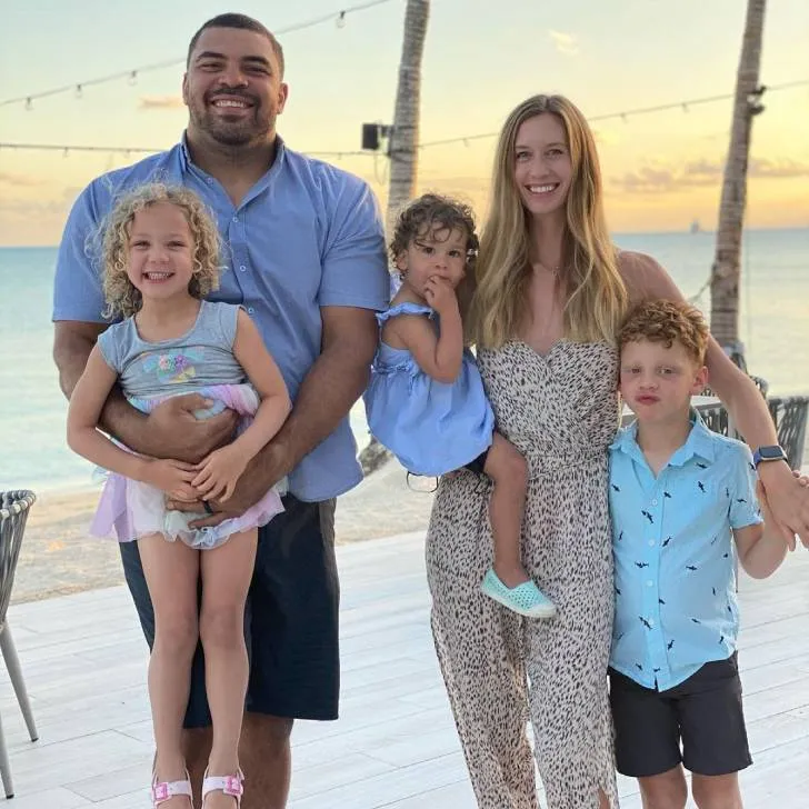 Cameron Heyward with his wife and children