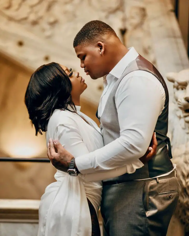 Quinnen Williams with his wife Maranda Williams