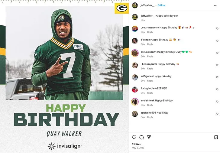 Jeff Walker wished Quay on his birthday in May 2023
