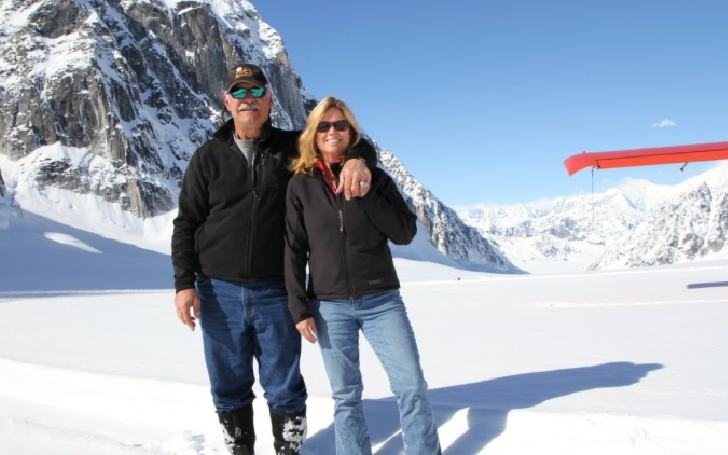 Larry Csonka and his partner Audrey Bradshaw on a mountain