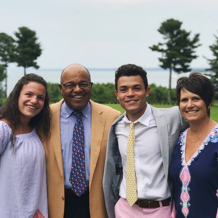 Mike Tirico photo with his wife Debbie Tirico and two kids.