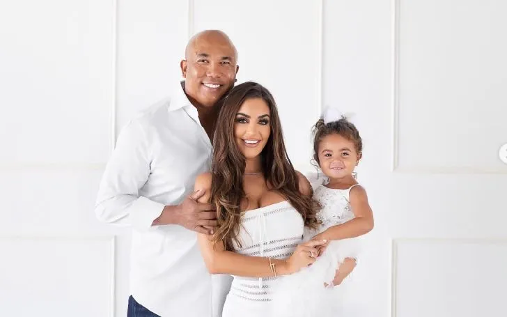Hines Ward with his wife Lindsey Georgalas-Ward and child Londyn Capri Ward for a photoshoot