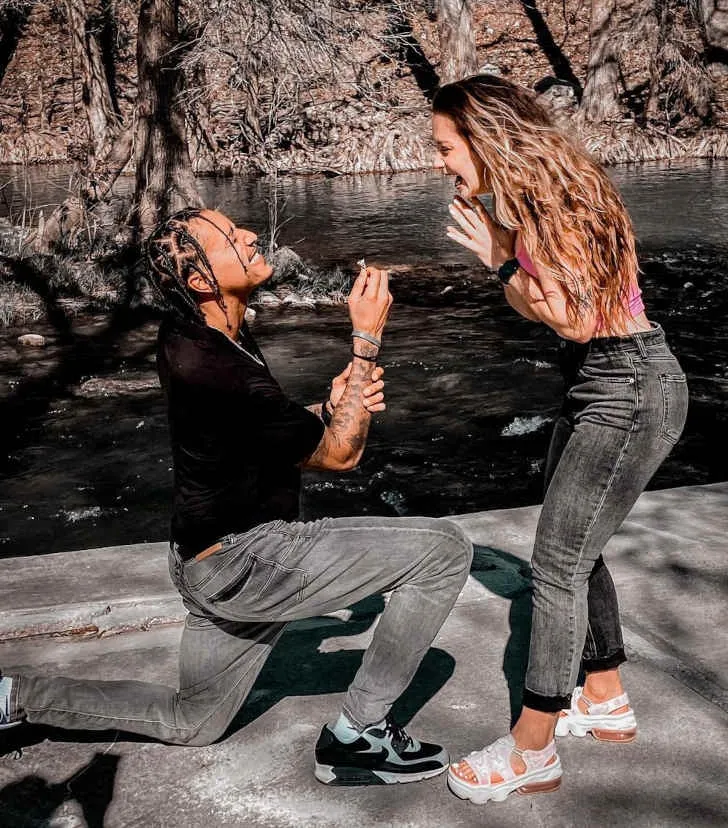 Josh Reynolds got down to one knee and proposed to his girlfriend, Haley Graves.