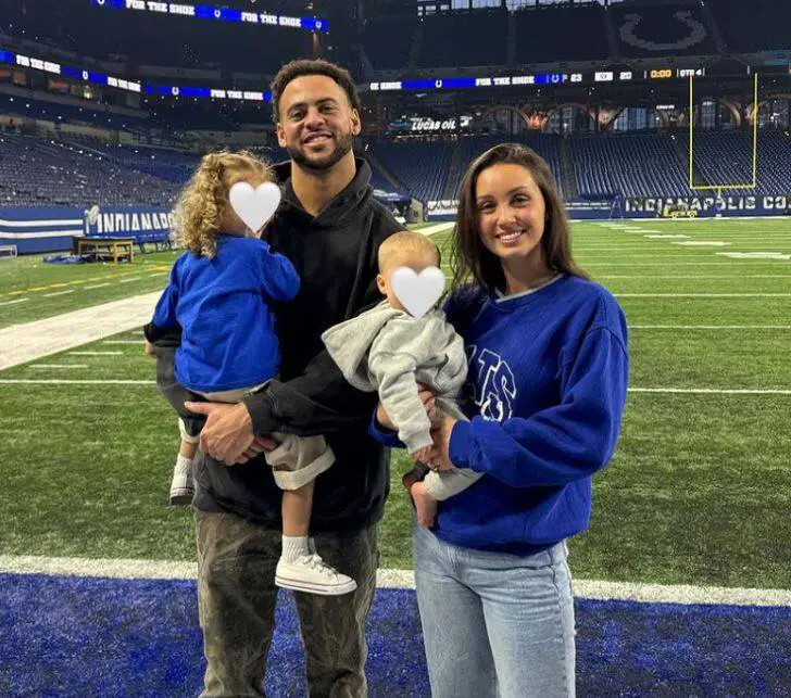 Michael Pittman Jr. and his wife Kianna Galli with their daughter and son.