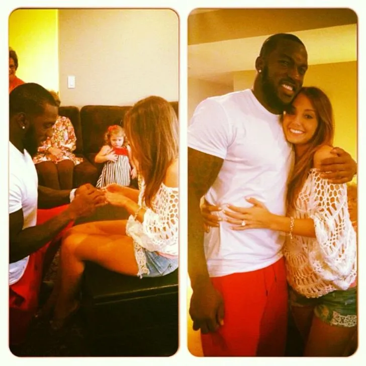 Patrick Willis proposing his fiancée, Shenae Saifi, surrounded by family